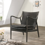 Hayes Mid-Century Modern Upholstered and Solid Wood Accent Chair