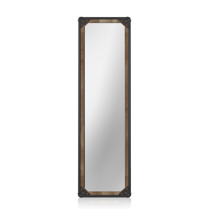 Whittaker Sand Black Pipe Metal and Wood Frame Free-standing Mirror