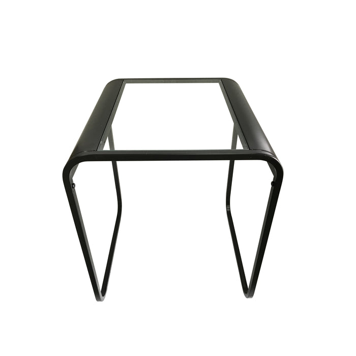 Ned Black Metal Round Edge Glasstop Sleigh Legged Side Nesting Tables