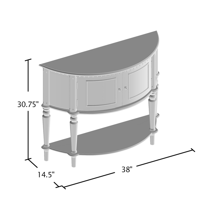 Line drawing for Lofton traditional brown cherry console table on a white background with dimensions