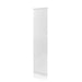 Left angled side view contemporary white solid wood five-shelf corner bookcase on a white background