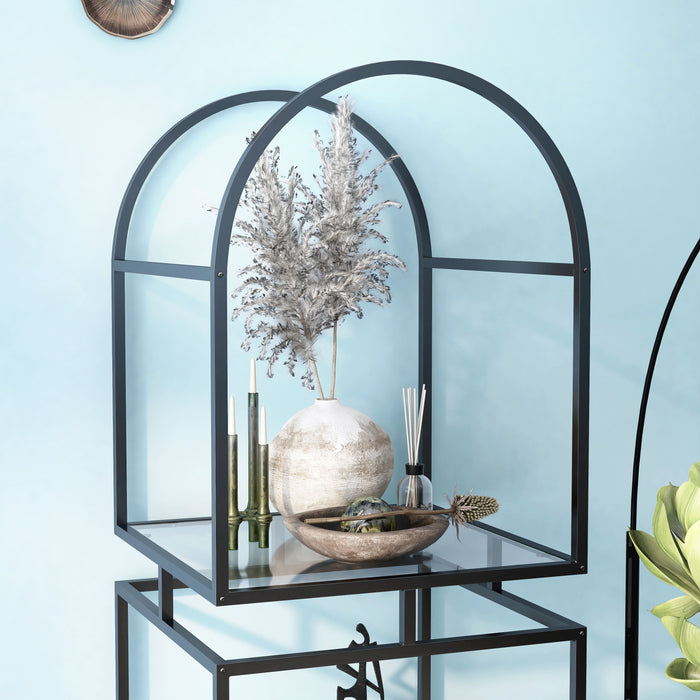 Hillshire Transitional Metal and Glass Open Shelf Display Case