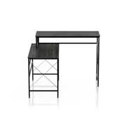 Schmitt Distressed Grey Sit-to-Stand L-shaped Desk with USBs & Outlet