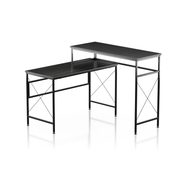 Schmitt Distressed Grey Sit-to-Stand L-shaped Desk with USBs & Outlet