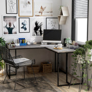 Morrison Grey Lipped Top L-Shaped Desk with USB Ports & Power Outlet