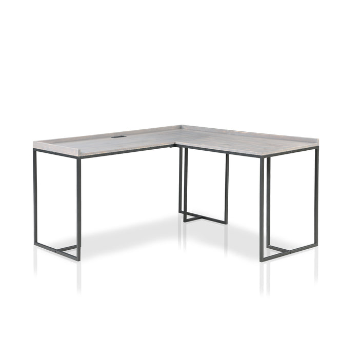 Morrison Grey Lipped Top L-Shaped Desk with USB Ports & Power Outlet