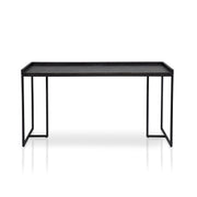 Front-facing view of black metal and MDF urban desk on white background