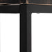 Cropped angled view of desktop corner of black metal and MDF urban desk on white background