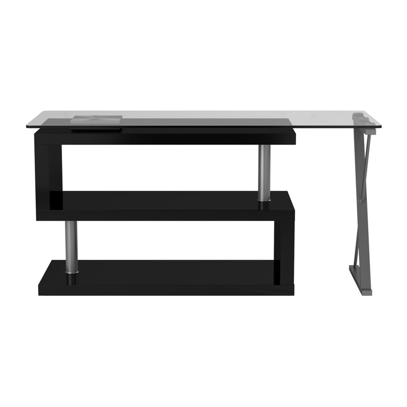 Elona High Gloss and Glass Top Convertible Office Desk