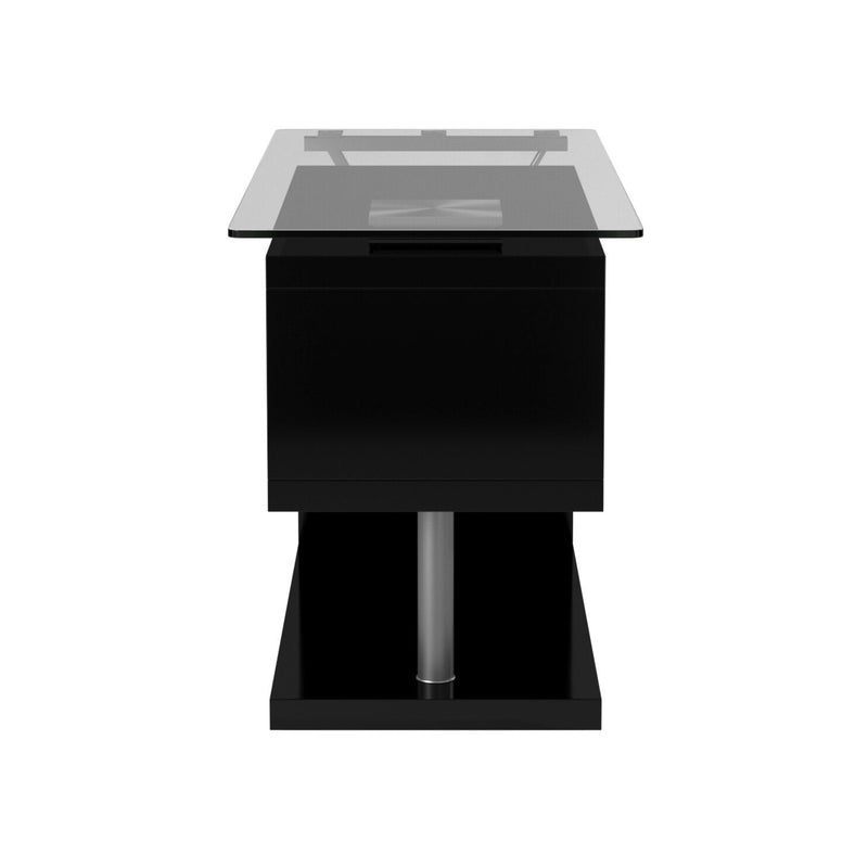 Elona High Gloss and Glass Top Convertible Office Desk