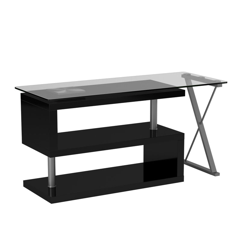 Elona High Gloss and Glass Top Convertible Office Desk