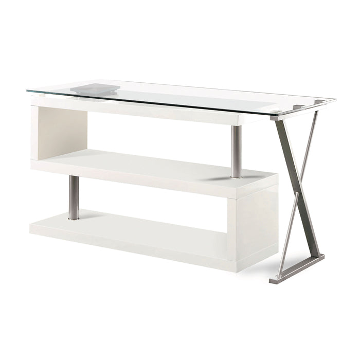 Elona Chrome & Tempered Glasstop High Gloss Convertible Office Desk