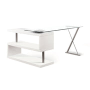 Elona Chrome & Tempered Glasstop High Gloss Convertible Office Desk