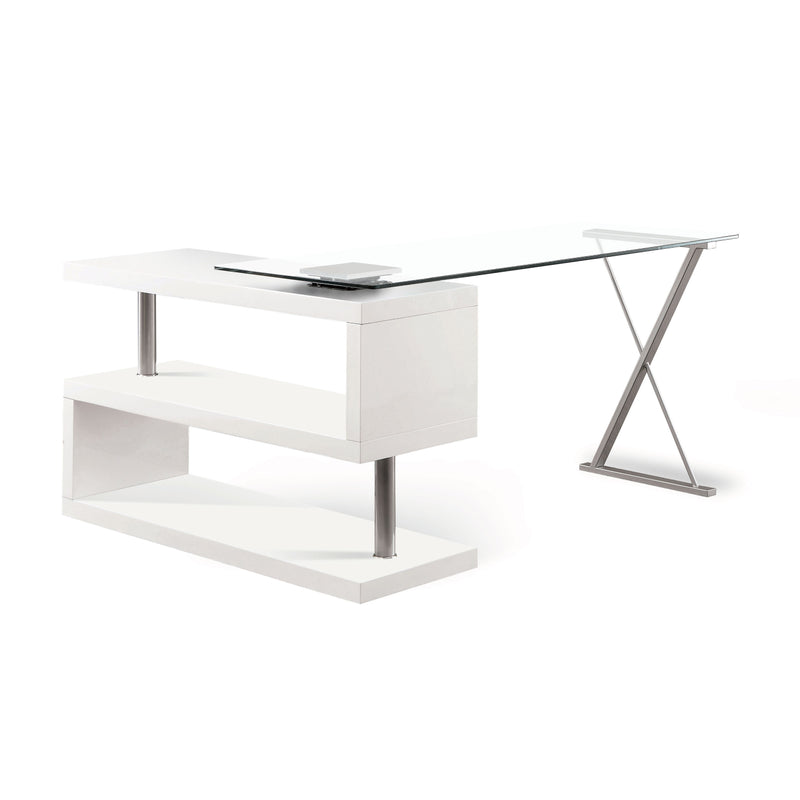 Elona Chrome & Tempered Glasstop High Gloss Convertible Office Desk