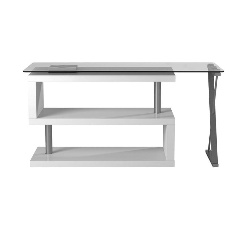 Elona High Gloss and Glass Top Convertible Office Desk