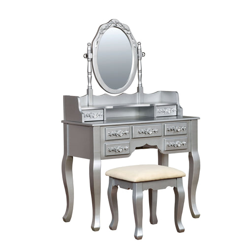 Ellie Traditional Adjustable Mirror 2-Piece Vanity Table and Stool Set