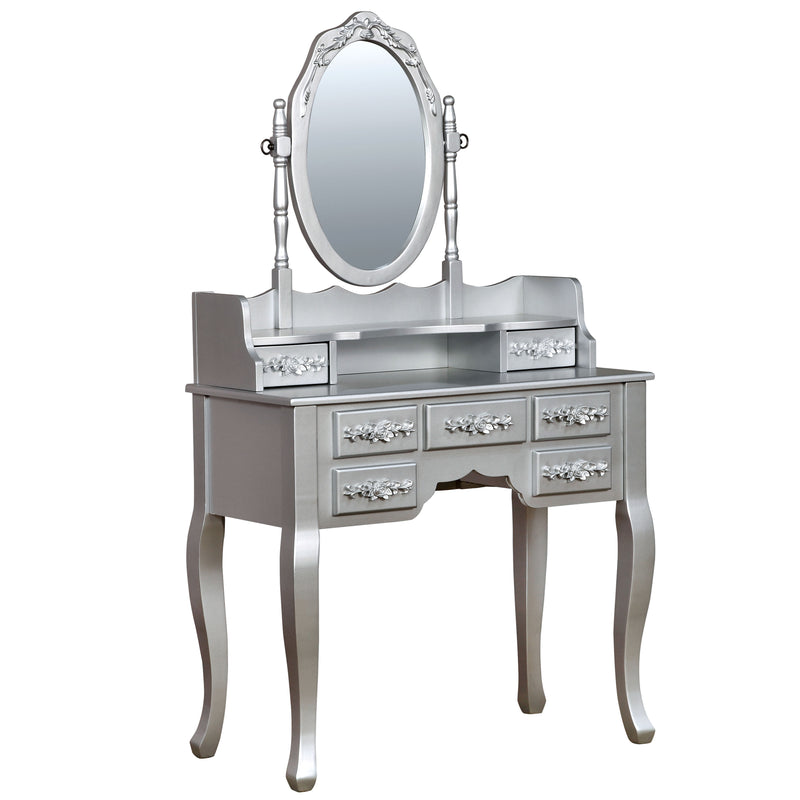 Ellie Traditional Adjustable Mirror 2-Piece Vanity Table and Stool Set
