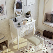 Ellie Traditional Adjustable Mirror 2-Piece Vanity Table and Stool Set