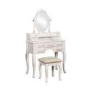 Ellie Traditional Adjustable Mirror 2-Piece Vanity Table and Stool Set