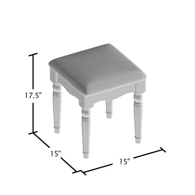 Omara Traditional Tri-Fold Mirror 9-Drawer Vanity Table Set with Stool