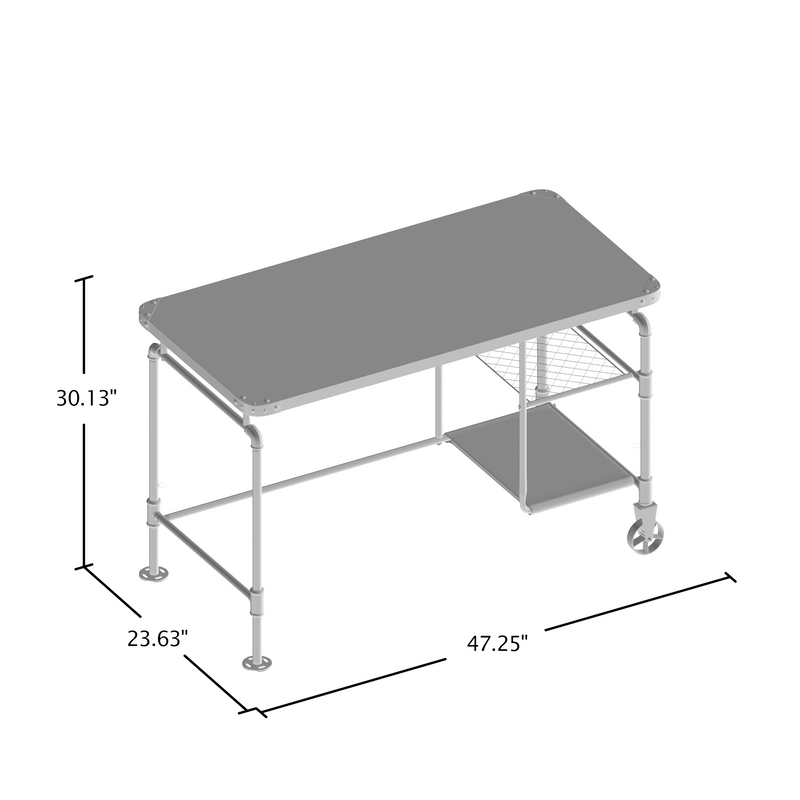 Salena Natural Top Bolted Edge & Antique Black Pipe Metal Desk