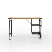 Salena Natural Top Bolted Edge & Antique Black Pipe Metal Desk