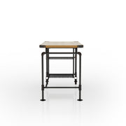 Salena Natural Top Bolted Edge & Antique Black Pipe Metal Desk