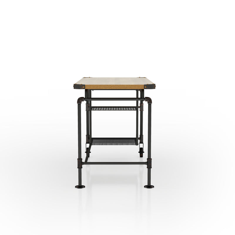 Salena Natural Top Bolted Edge & Antique Black Pipe Metal Desk