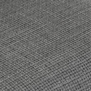 Swatch of gray fabric for a chrome wingback office chair