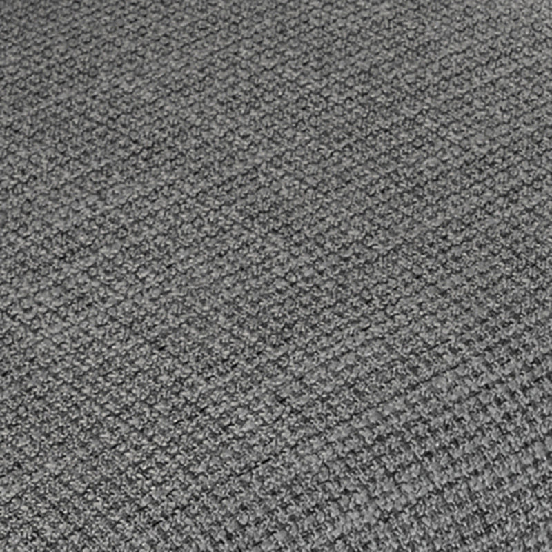 Swatch of gray fabric for a chrome wingback office chair