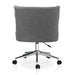 Front facing back view of a gray and chrome wingback office chair on a white background