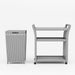 Front-facing light grey wicker outdoor 2-piece bar cart and towel hamper set against a white background. The bar cart offer 3 tiers for food and beverage.