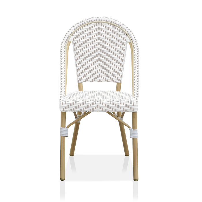 Ferdinand Chevron Patterned Wicker Patio Bistro Chairs (Set of 2)