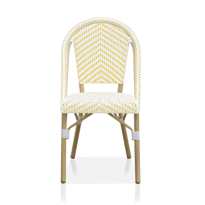 Ferdinand Chevron Patterned Wicker Patio Bistro Chairs (Set of 2)