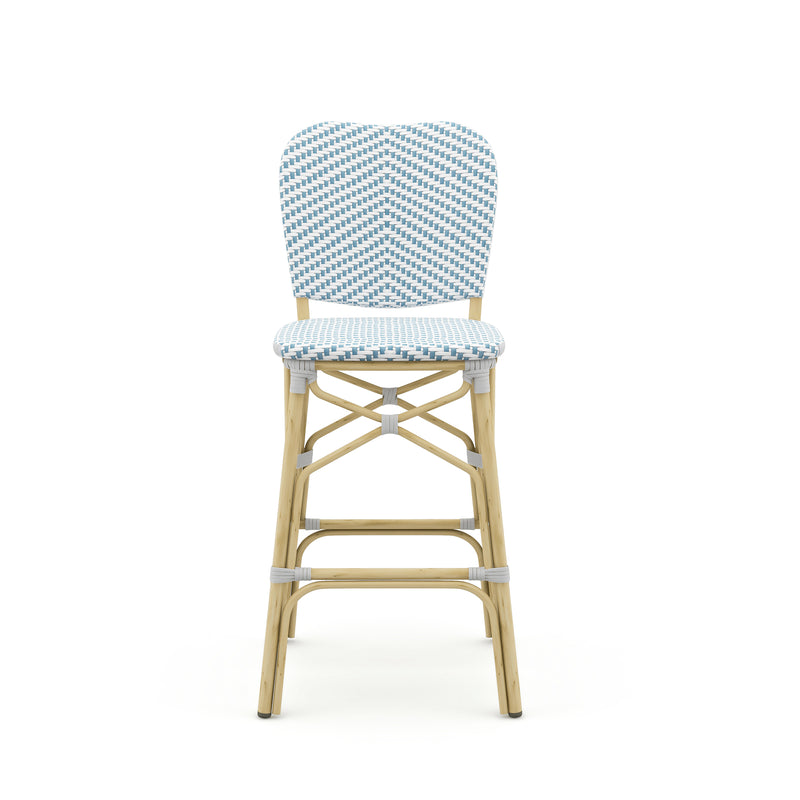 Lyndsey Coastal Chevron Patterned Wicker Patio Bar Chairs (Set of 2)