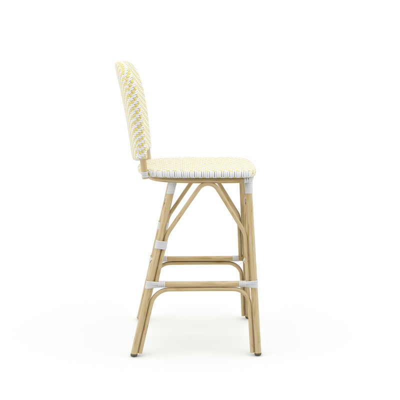 Lyndsey Coastal Chevron Patterned Wicker Patio Bar Chairs (Set of 2)