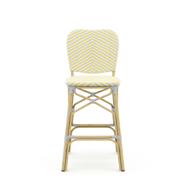 Lyndsey Coastal Chevron Patterned Wicker Patio Bar Chairs (Set of 2)