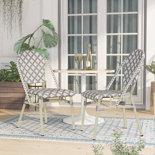 Jocelyn Chevron Patterned Wicker Patio Bistro Chairs (Set of 2)