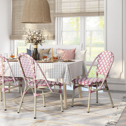 Jocelyn Chevron Patterned Wicker Patio Bistro Chairs (Set of 2)