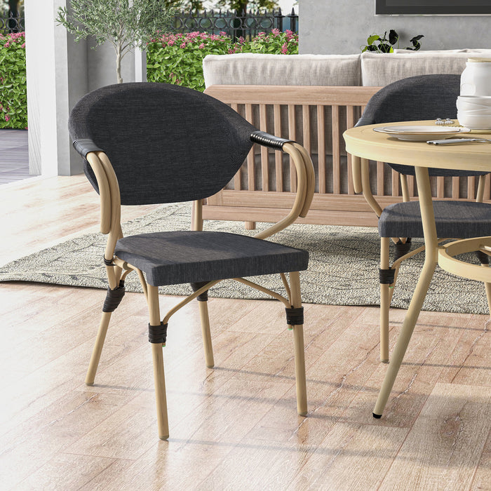 Clement Natural Tone Contemporary Patio Arm Chairs (Set of 2)
