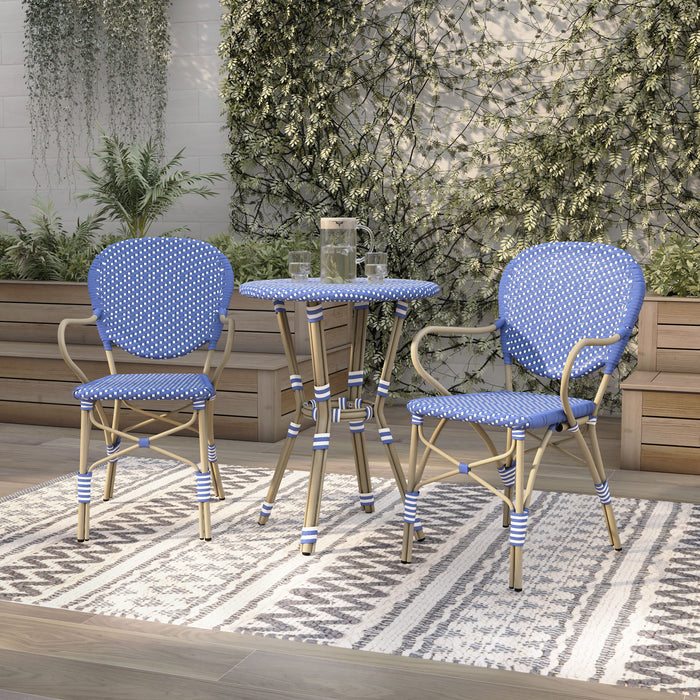 Eileen French Style Wicker 3-Piece Outdoor Bistro Set