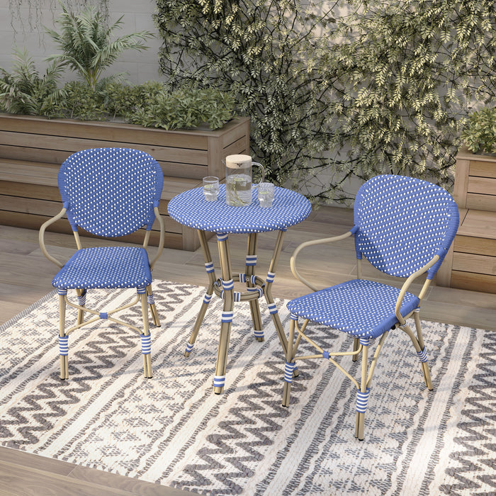 Eileen French Style Wicker 3-Piece Outdoor Bistro Set