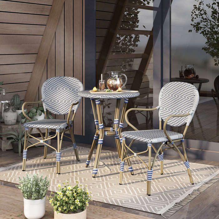 Eileen French Style Wicker 3-Piece Outdoor Bistro Set