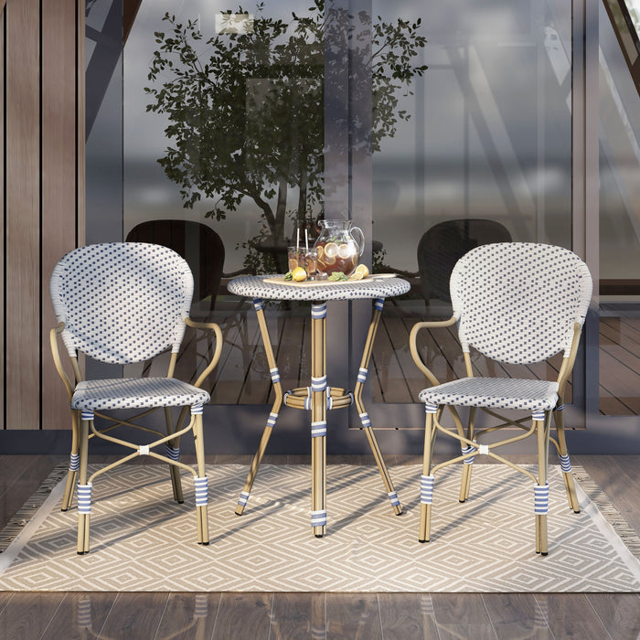 Eileen French Style Wicker 3-Piece Outdoor Bistro Set