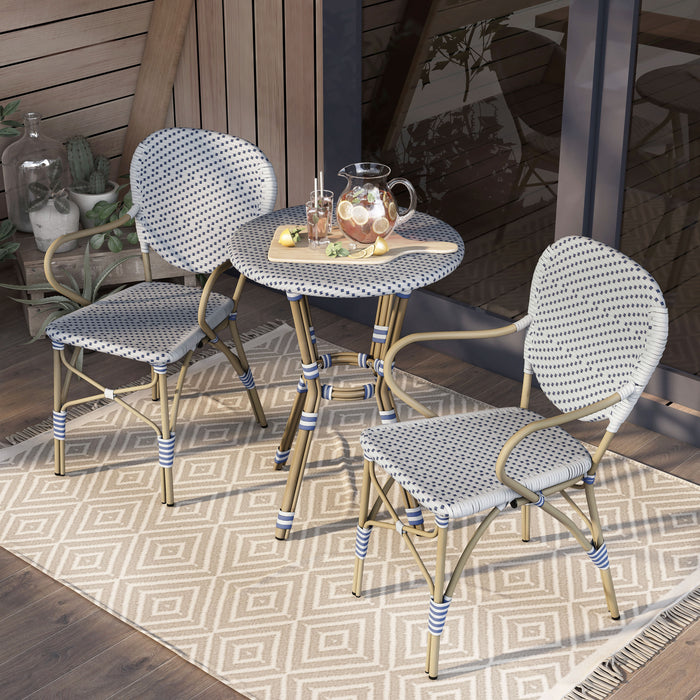 Eileen French Style Wicker 3-Piece Outdoor Bistro Set