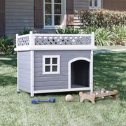 Bryer Transitional Grey and White Lattice Style Pet House