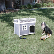 Bryer Transitional Grey and White Lattice Style Pet House