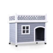 Bryer Transitional Grey and White Lattice Style Pet House