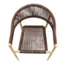 Front-facing top view bohemian faux wicker patio dining chair in natural on a white background