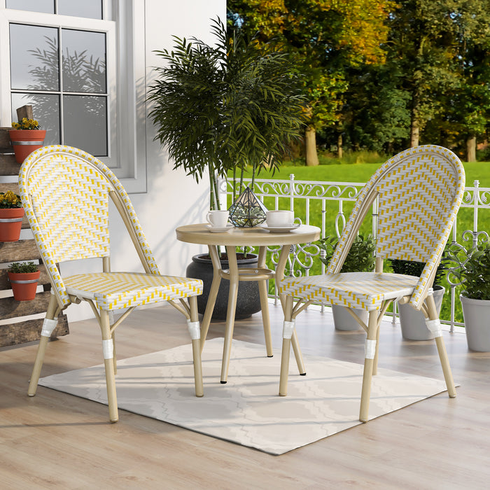 Ferdinand Natural Tone & Yellow 3-Piece Outdoor Side Table Set